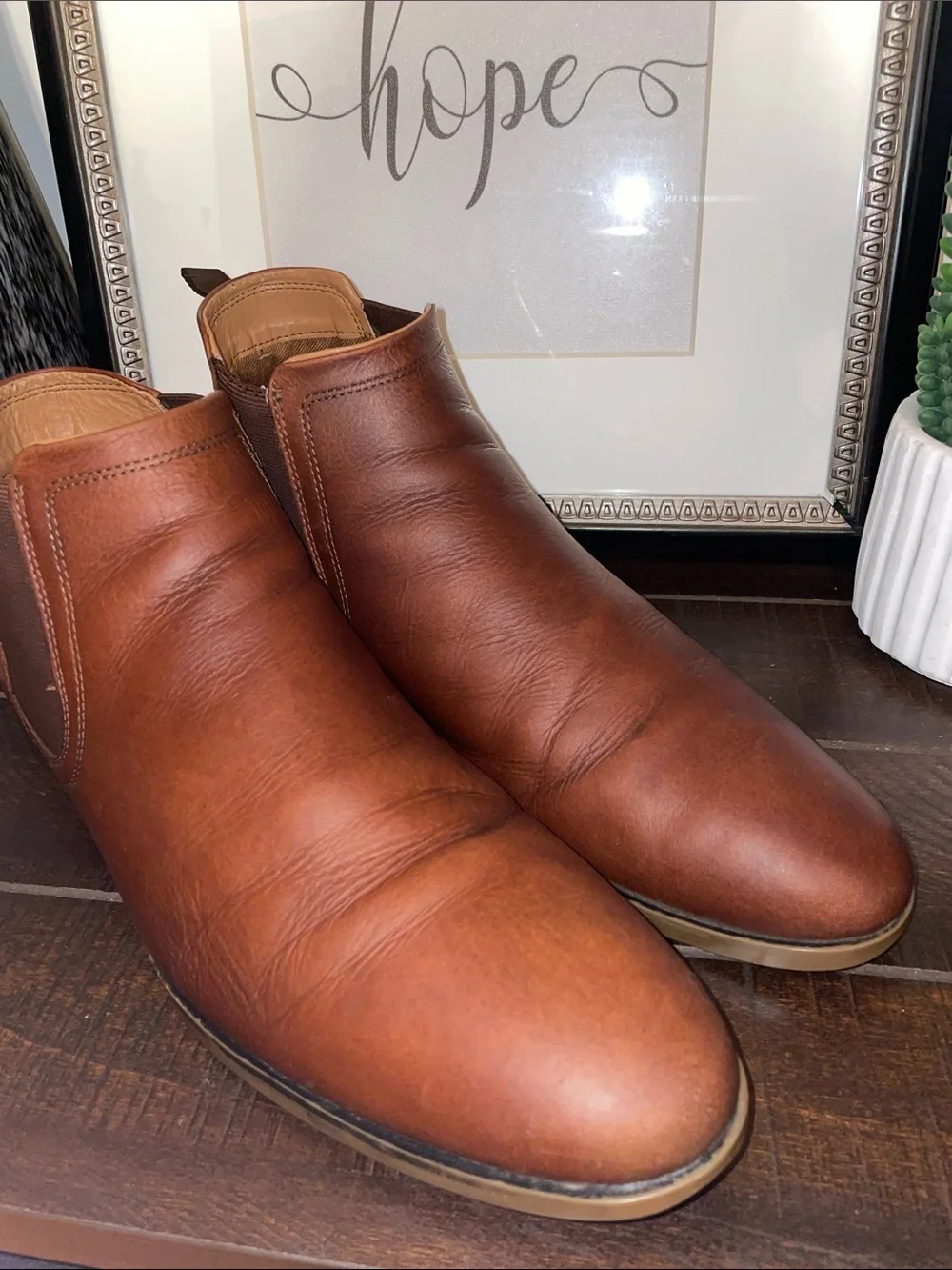 Crown Vintage Farid Men's Tan Leather Chukka Chelsea Boots Size 12